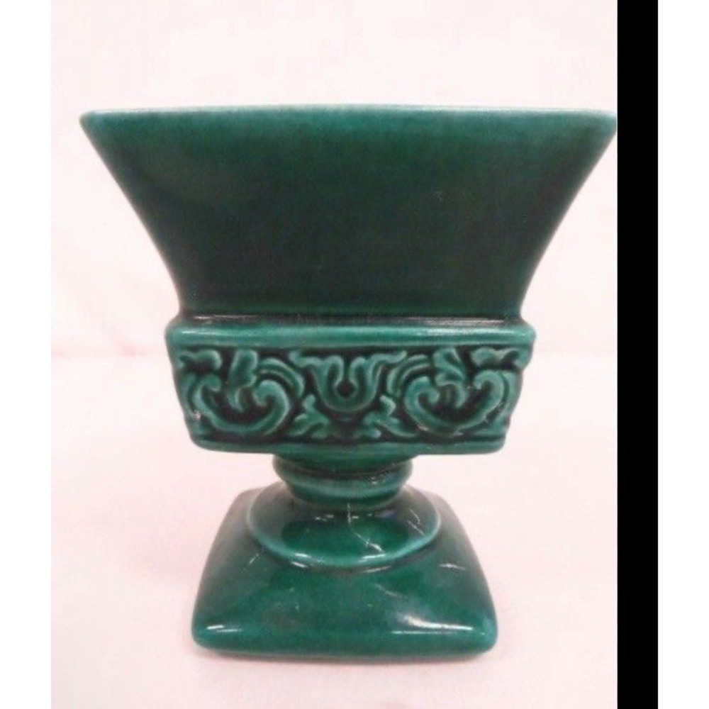 Vintage claire lerner california pottery green glazed vase 1950 California HTF